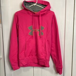 Under Armour Pink & Grey Hoodie small - cold gear - semi fitted